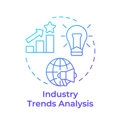 Industry trends analysis blue gradient concept icon. Internet, communication. Social media. Round shape line illustration. Abstract idea. Graphic design. Easy to use in infographic, presentation