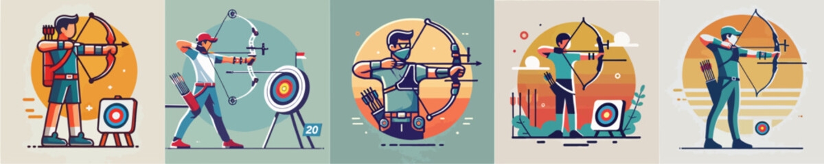 Vector collection of an archery athlete © ngentutgajah