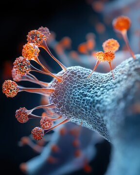 Neural precursor cells illuminated by UV light, showcasing their unique structures and vibrant details.