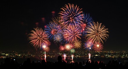 Spectacular Fireworks Over Cityscape