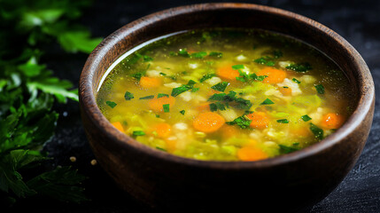 Steaming vegetable soup.