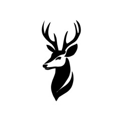 Silhouettes of deer`s head