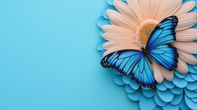 seasonal Springtime Rebirth A butterfly landing on a flower, with vibrant colors and delicate details, symbolic of new life.