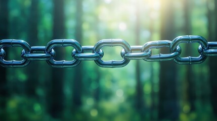 Obraz premium teamwork Chain Link A strong metal chain with interconnected links, symbolizing strength, unity, and teamwork.