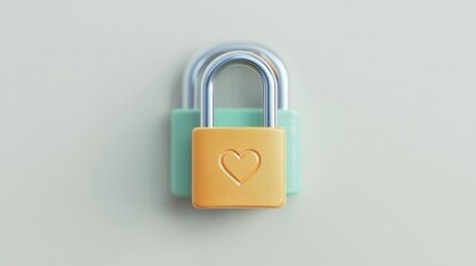 Naklejka premium Colorful padlocks with heart symbol on soft background