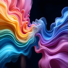 Obraz premium Organic fluidity of color mixing in an abstract 3D world background.