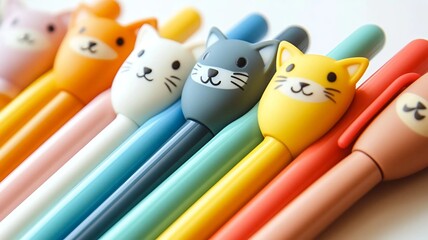 Aesthetic Adorable Pens Shaped Like Cats, Dogs, or Other Animals (Generative AI)