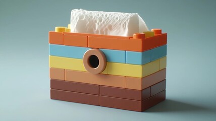 Aesthetic Tissue Box Made with Kids' Blocks (Generative AI)