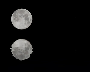 the moon reflected in the water