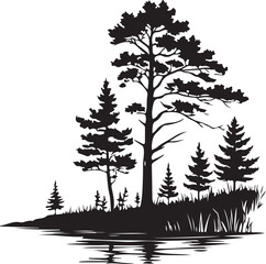 Silhouette of a pine tree