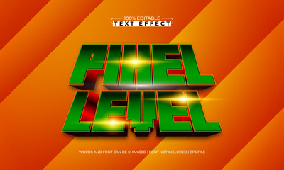 pixel level editable text effect with pixel and game text style