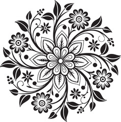 Floral pattern and mandala style embroidery