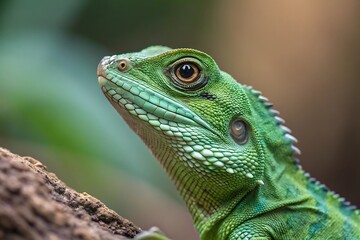Obraz premium green lizard on a branch