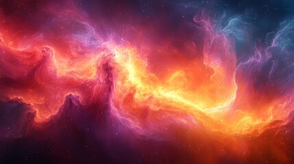 Fototapeta premium Cosmic nebula with glowing stars and bright misty clouds. Generative AI