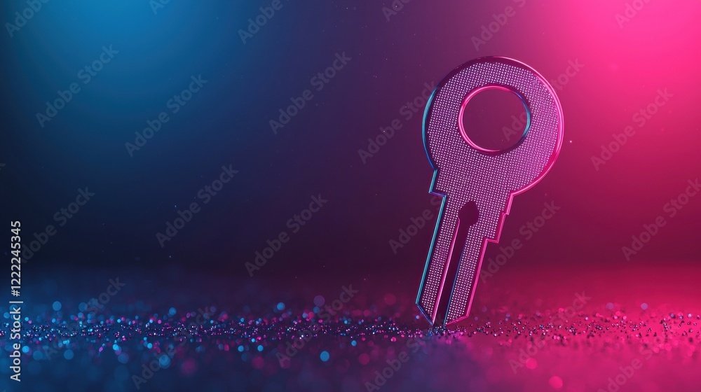 Poster security key icons and password protection digital security key displayed as a holographic projectio