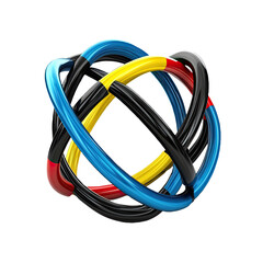 Colorful rings sphere, interconnected, white background, global concept