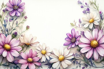 Floral Border Watercolor Illustration