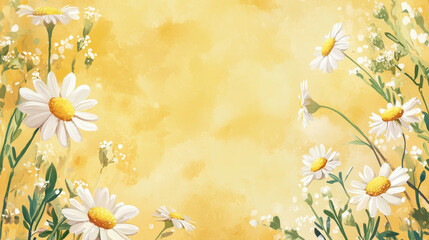 Obraz premium Template card for greeting invitation, wedding, birthday, Easter with chamomile