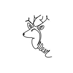 continuous line drawing reindeer