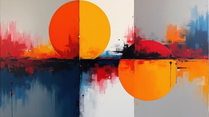  A sleek abstract design combining soft circular forms, bold gradient transitions in vibrant colors, and a lightly textured concrete backdrop.