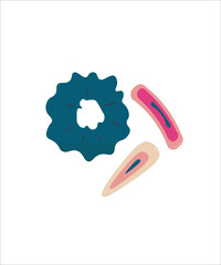 elastic band and hairpin from the in flat graphics on a white background. a simple illustration of beauty things for hair