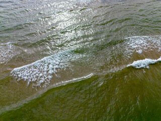 Sea waves of the Baltic sea, view from above, background