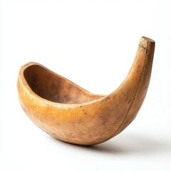 Rustic wooden bowl, carved, studio shot, white background, decor
