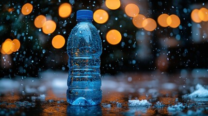 Refreshing Hydration in the Rain: A Captivating Night Scene