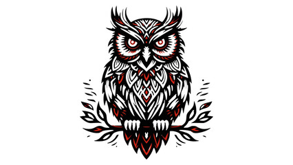 Fototapeta premium Tribal Owl with Glowing Eyes