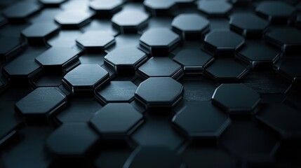 Dark hexagons create geometric pattern, abstract background for graphic design projects or presentations