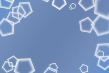 白く光る六角形のフレームが周りに散らばる青色の背景