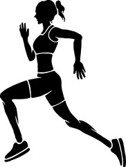 Running women isolated silhouettes illustration