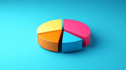 Obraz premium Isometric pie chart icon isolated on blue background, data analysis statistics design element for business infographics, financial graph, information datum, info symbol 3d vector line art illustration