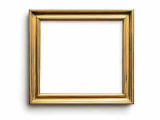 Clean Gold Frame with a Thin Border on a White Background, Minimalist Rectangular Picture Frame for Artwork, Photography, or Design Display