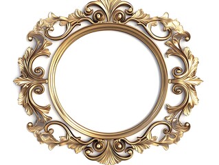 Clean Gold Frame with a Thin Border on a White Background, Minimalist Rectangular Picture Frame for Artwork, Photography, or Design Display