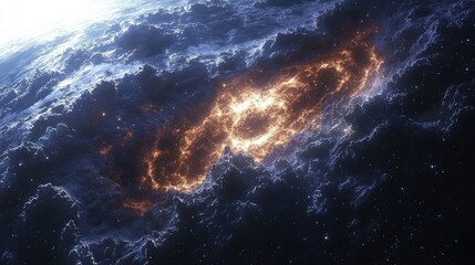 Fototapeta premium Cosmic Inferno: A Fiery Rift Across a Celestial Body