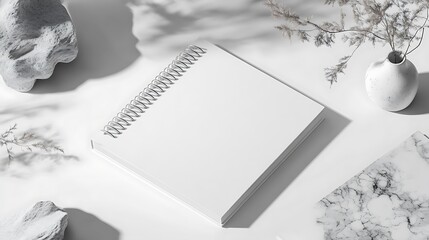 Blank Spiral Notebook Mockup with Minimalist Decor