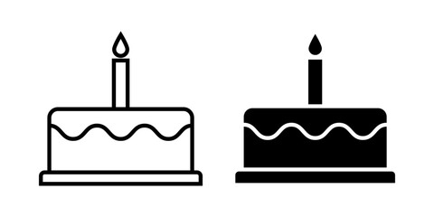 Vector isolated Cake icon in black fill and outline
