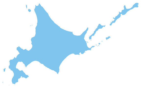 リアルな北海道の地図、日本の地方