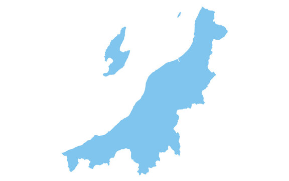 リアルな新潟県の地図、日本の地方