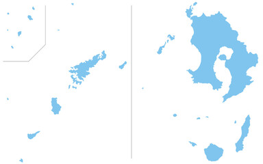 Obraz premium リアルな鹿児島県の地図、日本の地方