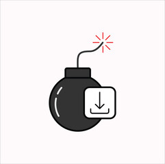 Obraz premium symbol of a bomb with a download icon, which might imply danger or risk associated with downloading something. Vector illustraton design. Eps 10.