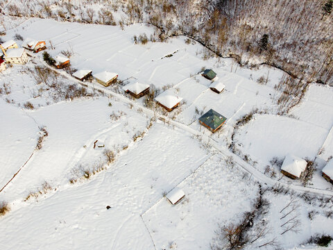 aerial Drahna Valley view in winter in Turkey - Powered by Adobe