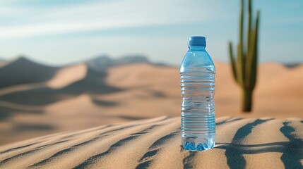 Desert Thirst: A Single Bottle of Water in the Arid Landscape