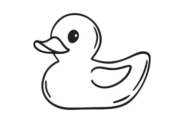 rubber bath duck for baby bathtub doodle hand drawn icon. Outline drawing rubber bath duck for baby bathtub line clipart symbol