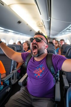  unruly passenger arguing on airplane
