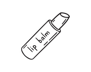  lip balsam or lipstick and lip balm doodle hand drawn icon. Outline drawing lip balm line clipart symbol