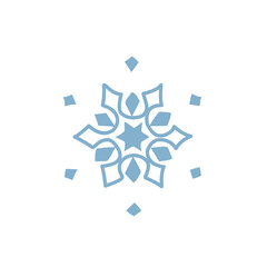 Blue snowflake outline icon