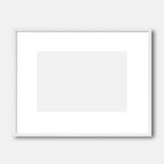 Fototapeta premium White horizontal frame mockup, Frame mockup on white wall