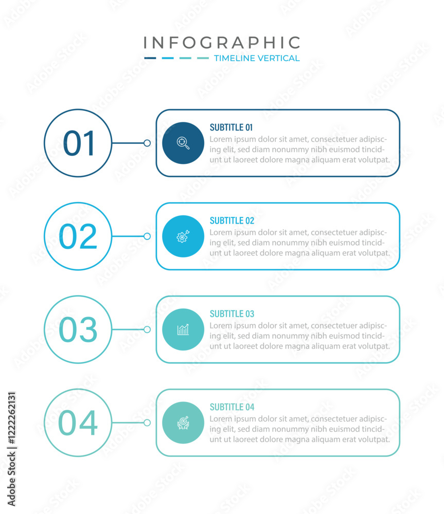 Poster vertical timeline milestone infographic template banner with outline box and circle with arrow thin 